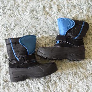 Black & Blue Velcro Winter Snow Boots